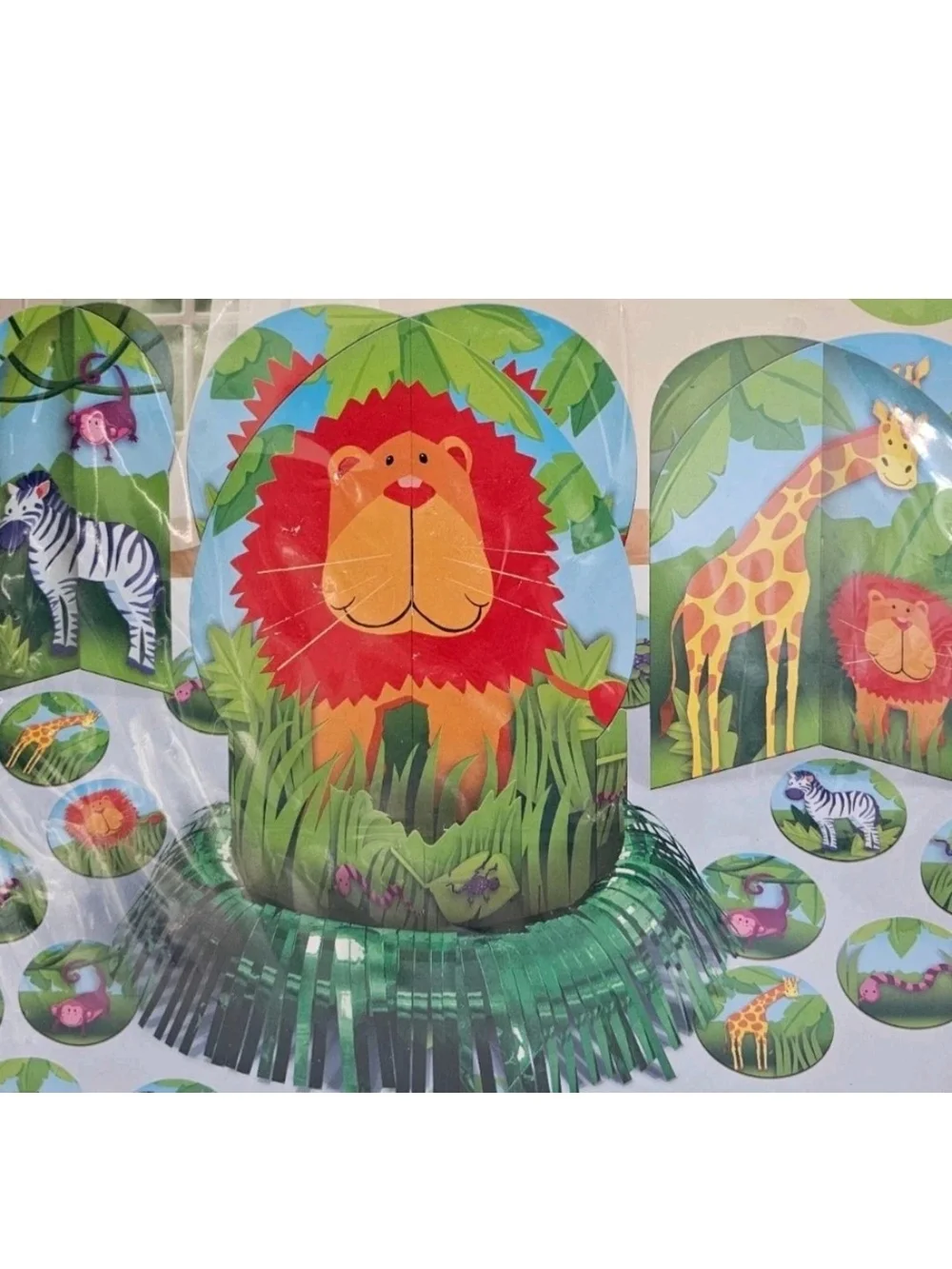 Amscan Jungle Animal Jumbo Letter Banner Age Tablecloth Centerpiece Party Lot
